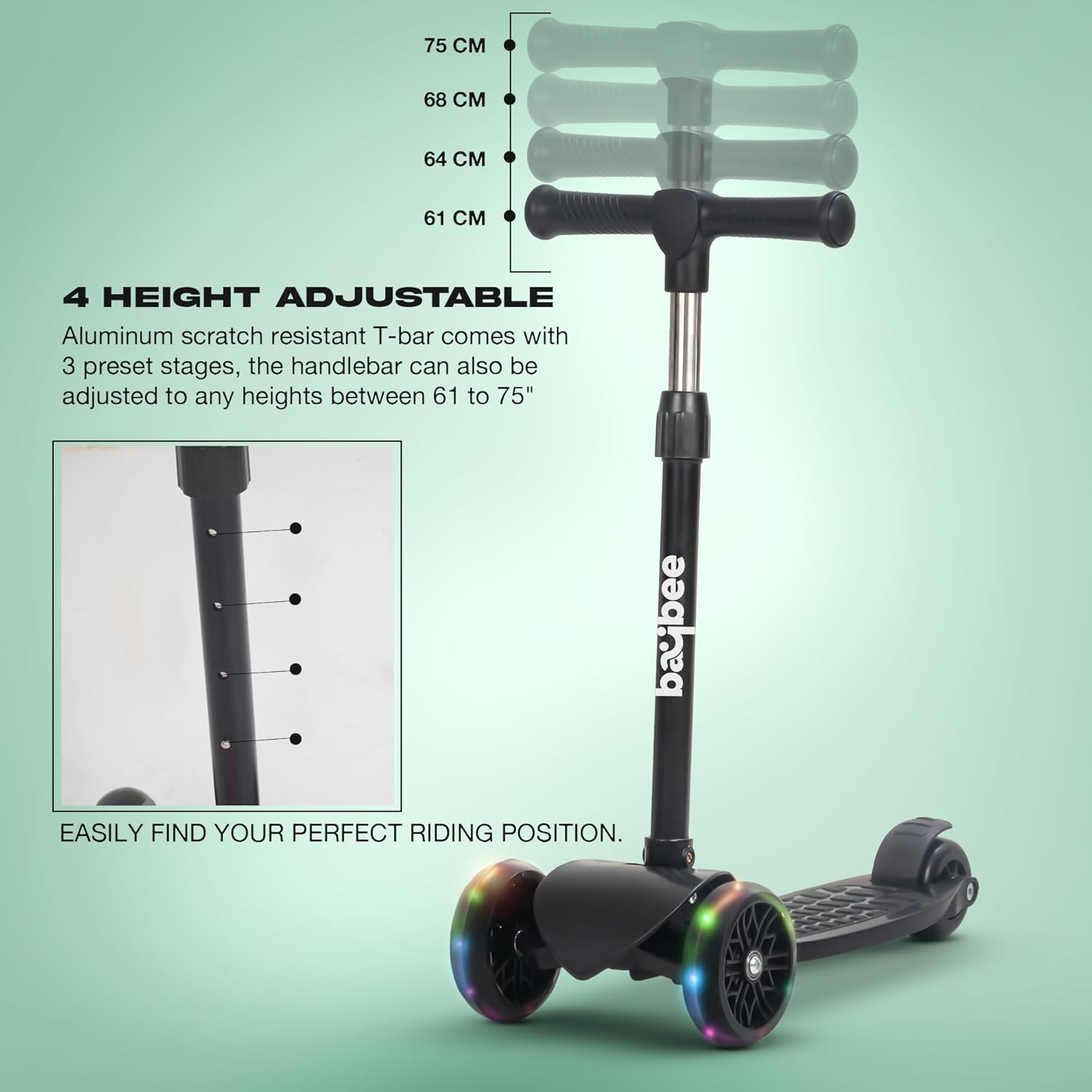 Baybee Zoomie Foldable Kick Scooter for Kids-BLACK Baybee Zoomie Foldable Kick Scooter for Kids-BLACK