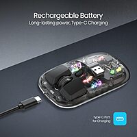 Portronics Toad 5 Transparent Bluetooth Mouse – Dual Mode  | RGB | Black | 1 Year Warranty