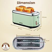 AGARO Royal 4 Slice Stainless Steel Pop Up Toaster 1450W
