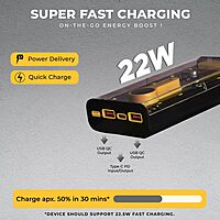 Lapcare Bolt I LPB‑402 10000 mAh Li‑Polymer power bank with Type‑C + USB‑A ports, 22.5 W fast charging, digital display, safety protection.
