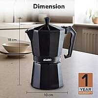 AGARO Classic Moka Pot, Stovetop, Espresso Coffee Maker, 240 Ml