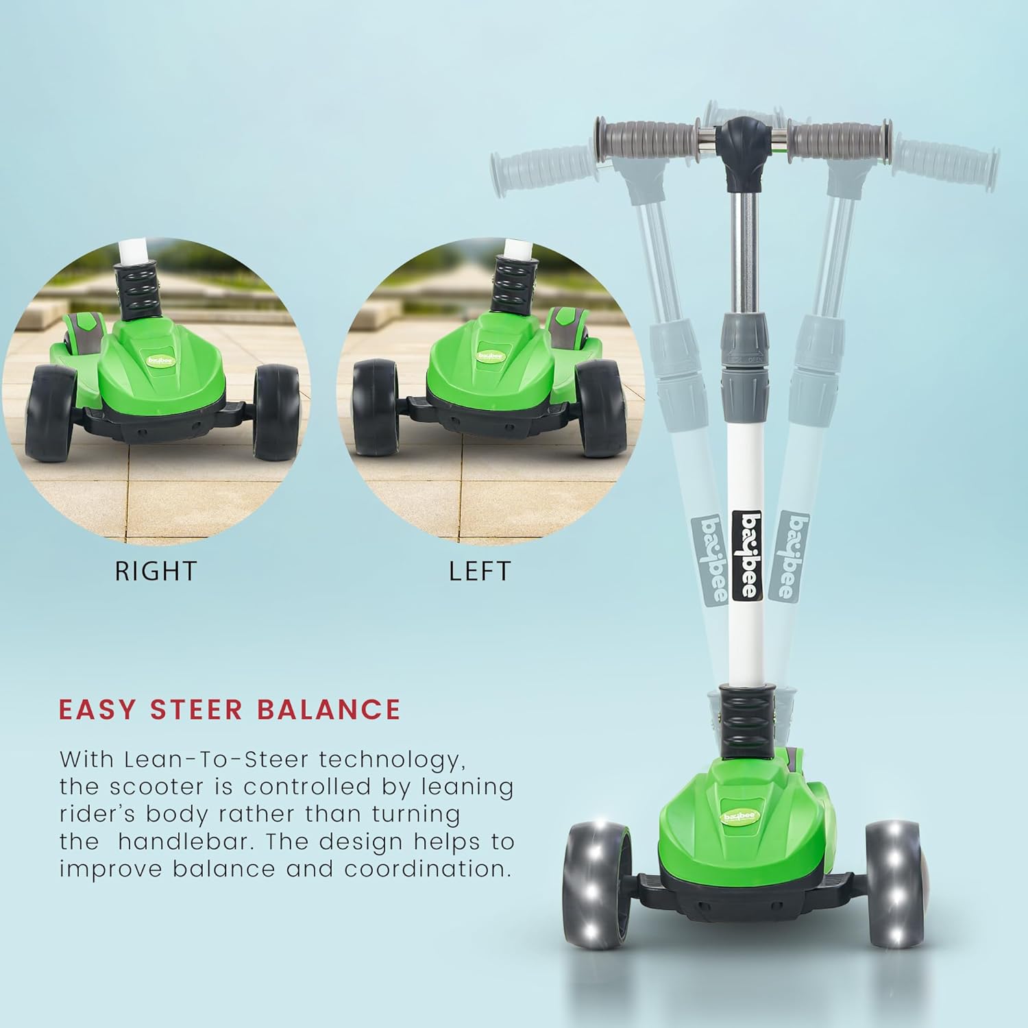Baybee Phantom Skate Scooter for Kids, Foaldble 3 Wheel Kids Scooter with 3 Height Adjustable- Green Baybee Phantom Skate Scooter for Kids, Foaldble 3 Wheel Kids Scooter with 3 Height Adjustable- Green