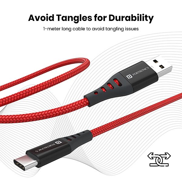 Portronics Konnect Dash 2 – 65W VOOC USB-A to Type-C is a high-speed charging cable designed for fast data transfer and efficient charging, ensuring your devices stay powered and connected.
