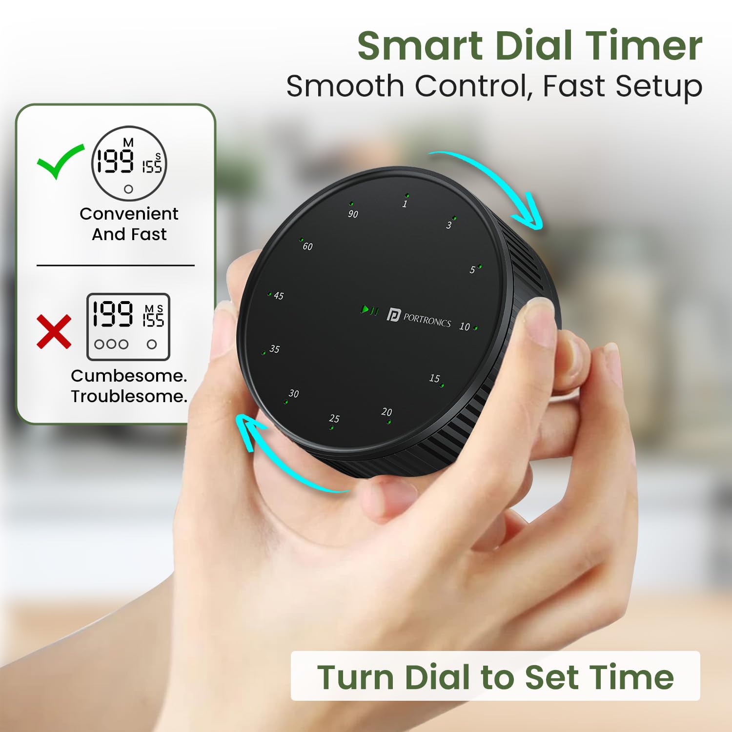 Portronics Tixie Countdown Timer (POR 2911) – 12 Timers | Magnetic | Auto Shutdown | Black