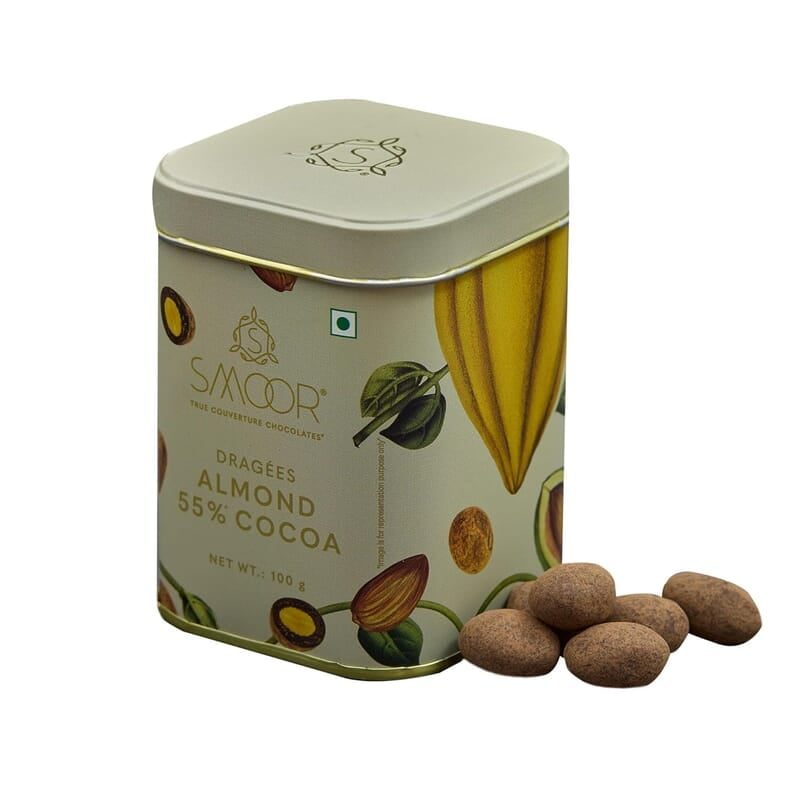 SMOOR Premium Belgian Dark Chocolate Coated Almond Dragees 55% Cocoa Dark Couverture Chocolate Covered Almonds 100g