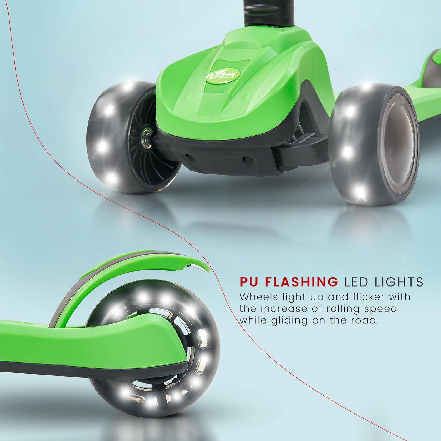 Baybee Phantom Skate Scooter for Kids, Foaldble 3 Wheel Kids Scooter with 3 Height Adjustable- Green Baybee Phantom Skate Scooter for Kids, Foaldble 3 Wheel Kids Scooter with 3 Height Adjustable- Green