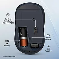 Portronics Toad 34: Sleek grey wireless mouse with USB connectivity, adjustable DPI, ergonomic design for comfort, ideal for all devices!