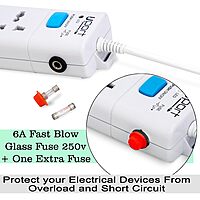 Upix Universal Power Strip – 2 USB Ports | Extension Cord with Surge Protection | White