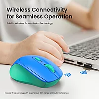 Portronics Toad 31 Wireless Mouse – 2.4GHz Connectivity | USB Receiver | 10m Working Distance | Ergonomic Design | Adjustable DPI | Auto Power Saving | Laptop & PC Compatible | Blue