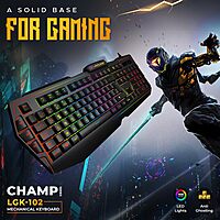 LAPCARE Champ (LGK-102) RGB Gaming Keyboard – Multi-Key Anti-Ghosting | Rubber Dome Key Switches | Spillproof | 2 USB Passthrough | 3 Programmable G Buttons | RGB LED Backlit | 1-Year Warranty