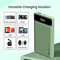 Portronics Luxcell B 10K 10000 mAh 22.5W Fast Charging Power Bank – Ultra Slim | Mach USB-A Output | Type C PD Output | Type C Input | Wake Up Button | Green
