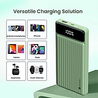 Portronics Luxcell B 10K 10000 mAh 22.5W Fast Charging Power Bank – Ultra Slim | Mach USB-A Output | Type C PD Output | Type C Input | Wake Up Button | Green