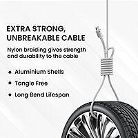 Portronics Konnect X – 60W Type-C Cable, 2M, White, fast charging, durable design, compatible with various devices, perfect for home and office use, tangle-free, high-speed data transfer.