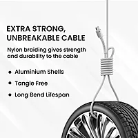 Portronics Konnect X – 60W Type-C Cable, 2M, White, fast charging, durable design, compatible with various devices, perfect for home and office use, tangle-free, high-speed data transfer.