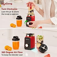 Lifelong Nutri Blender for Smoothies and Juices 500 Watts with 2 Jars - 100% Copper Motor Mixer Grinder Red