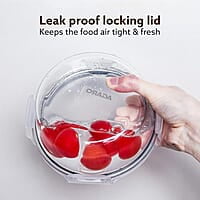 AGARO Elite Borosilicate Glass Lunch Box, 3pcs Set, 400ml Each, Office Tiffin Box with Bag