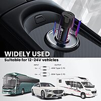 Portronics 40W Dual Type-C Car Charger PD Fast Charging for Cars & Mobile Phones Black