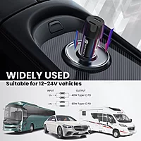 Portronics 40W Dual Type-C Car Charger PD Fast Charging for Cars & Mobile Phones Black