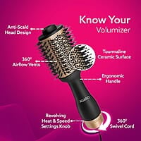 AGARO HV2179 1200 Watts Professional Volumizer Hair Dryer, 24K Gold Styling Surface