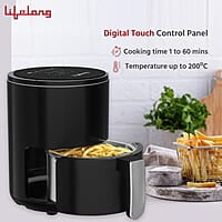 Lifelong Digital Air Fryer For Home - 2.5 Litre Airfryer With Touch Panel & 6 Pre-Set Menus-1000 W Electric Fryer