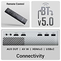 ZEBRONICS PIXAPLAY 58, Smart Projector, 11500 Lumens, 4K Support, 210 Inch Screen Size, Quad Core Processor, Bluetooth, HDMI, USB, WiFi, AUX, 1080p Native, APP Support, Miracast