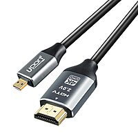 UPORT Micro HDMI to HDMI Cable 1.8M supports 4K resolution, ensuring high-quality video and audio transmission. Perfect for connecting devices like cameras, tablets, and laptops to TVs or monitors.