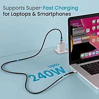 Portronics POR 2802 Flash C2 USB-C to USB-C Cable – 240W, 8K, 60Hz, Thunderbolt 4.0, 1M, Grey