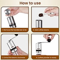 AGARO Elite Manual Coffee Grinder, Ceramic Grinder with Glass jar, 6 Adjustable Settings, Stainless Steel Body