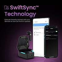 Ambrane True Wireless Gaming in Ear Earbuds, 56ms Ultra-Low Latency, Lag-Free Audio, 18 Hours Long Playtime, Instant Pairing with Bluetooth V5.0, Boosted Bass, IPX4