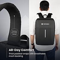 Portronics Byte 2 Backpack – 15.6 Inch Laptop Hard Shell Backpack  Black  1 Year Warranty