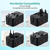 Portronics Juicemate Universal Travel Adapter – 20W PD Type-C & 18W USB-A | Black