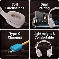 ZEBRONICS Thunder PRO Over Ear Wireless Headphone with Dual Pairing, Gaming Mode, ENC, Bluetooth, Call Function, Aux, Micro SD, Voice Assistant, Deep Bass, Up to 60h Backup