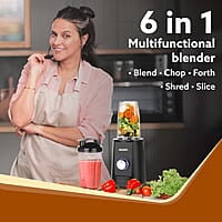 AGARO Regency Multifunctional Blender with Slicer, 250W, 100% Copper Motor, 2 Variable Speed Modes & Pulse Mode, Stainless Steel Blades, Chopper, Multipurpose Jar, slicer, Black