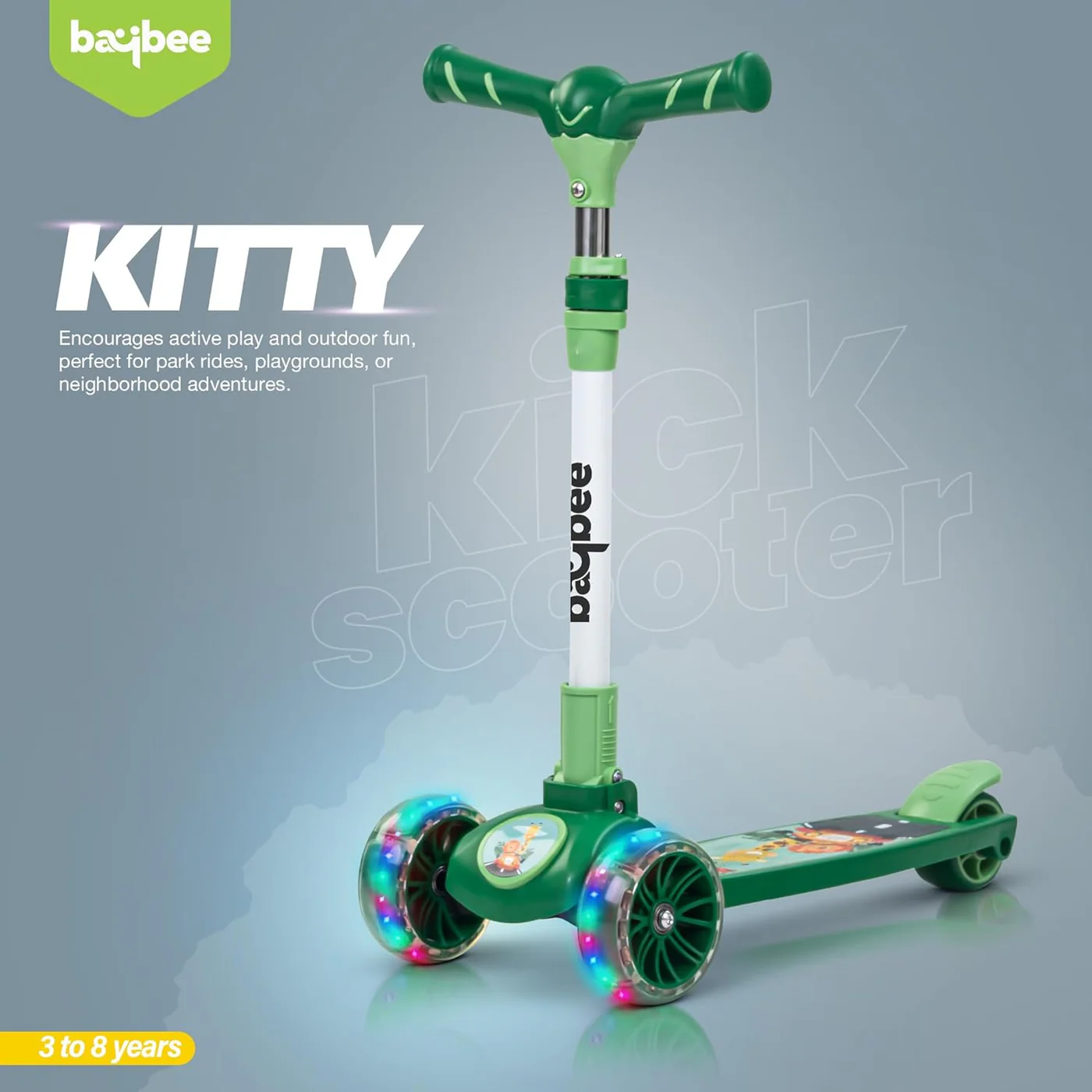 Baybee Kitty Kick Scooter for Kids, Foldable Kids Scooter- Green Baybee Kitty Kick Scooter for Kids, Foldable Kids Scooter- Green
