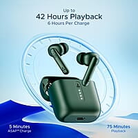 boAt Airdopes 141 Bluetooth Truly Wireless in Ear Ear Buds w/ 45H Playtime,Low Latency Mode for Gaming, ENx Tech, IWP, IPX4 Water Resistance, Smooth Touch Controls