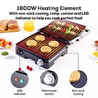 Wonderchef Sanjeev Kapoor Tandoor Family Size Plus Electric Contact Grill & Sandwich Maker 1800 Watt