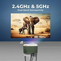 ZEBRONICS PIXAPLAY 26, Smart LED Projector, Dolby Audio, 5000 Lumens, Upto 200" Screen Size, Quad Core Processor, Auto Focus & Keystone, Bluetooth, WiFi, HDMI-ARC, APP Support, Miracast