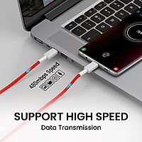 Portronics Link C Square – 100W Type-C Cable, 1M Red, fast charging, durable design, high-speed data transfer, compatible with various devices, perfect for home and office use, stylish and efficient.