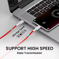 Portronics Link C Square – 100W Type-C Cable, 1M Red, fast charging, durable design, high-speed data transfer, compatible with various devices, perfect for home and office use, stylish and efficient.