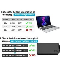 Lenovo 65W USB-C Laptop Charger for ThinkPad X1 Carbon T14 T15 E14 Yoga