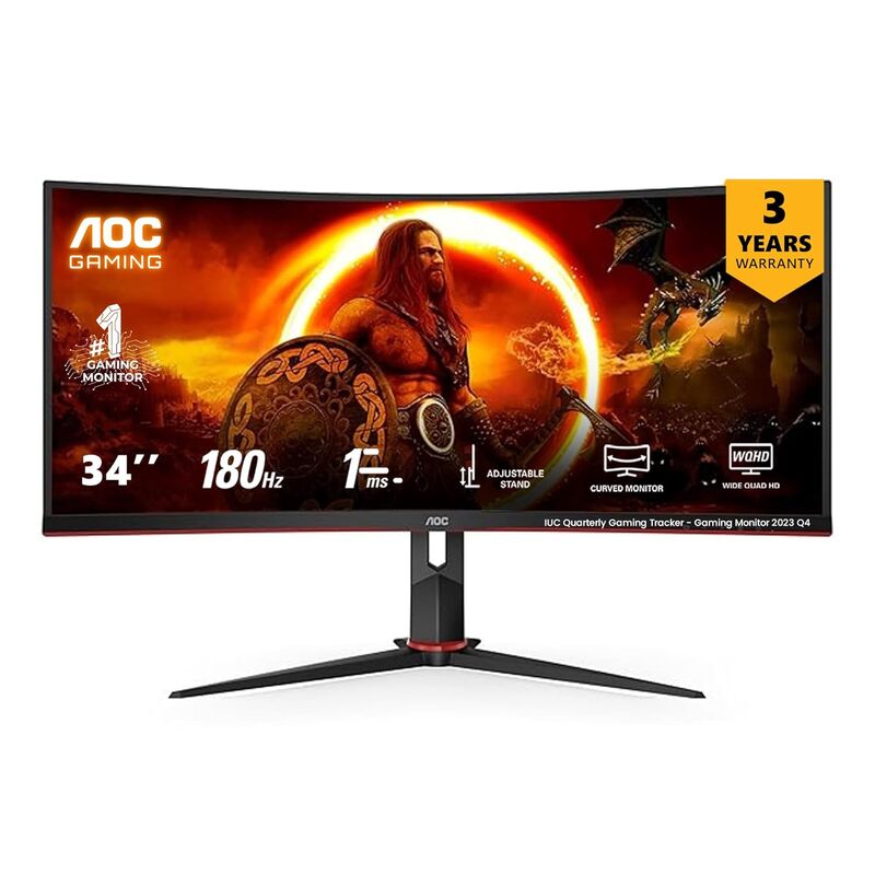 AOC, 34-Inch, Ultrawide Curved Monitor, 180Hz Refresh Rate, CU34G2XP AOC, 34-Inch, Ultrawide Curved Monitor, 180Hz Refresh Rate, CU34G2XP