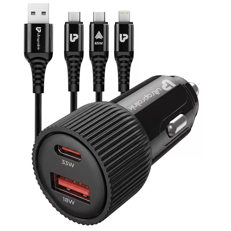 UltraProlink UM1270 - 51W Car Charger with 3 in 1 Cable Mach Trio-Link