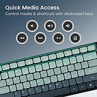 Portronics Key11 Green Combo | BT 5.3, USB, Type-C, Silent Keys, Ergonomic Design, Long Battery Life, Multi-Device Connectivity, Ideal for Home & Office, Sleek and Stylish Finish.