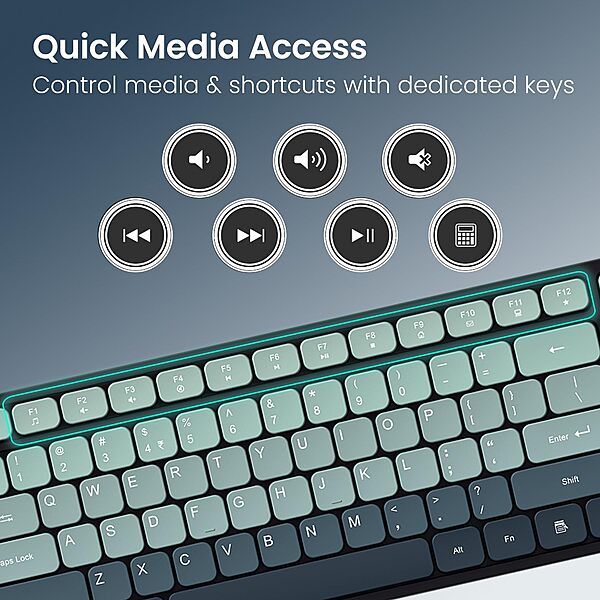 Portronics Key11 Green Combo | BT 5.3, USB, Type-C, Silent Keys, Ergonomic Design, Long Battery Life, Multi-Device Connectivity, Ideal for Home & Office, Sleek and Stylish Finish.