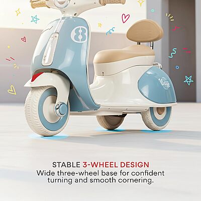 Baybee Vintage Battery Operated Bike for Kids, 1 to 5 Years Boys Girl (Blue)