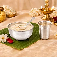 Sterling Silver Bowl with Spoon & Tumbler Set | Baby Annaprashan Velli Kinnam Set