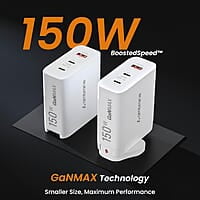 Ambrane 150W GaN Multi-Port Fast Charger Type C USB Compatible with All iPhones, Android Smartphones & Laptops