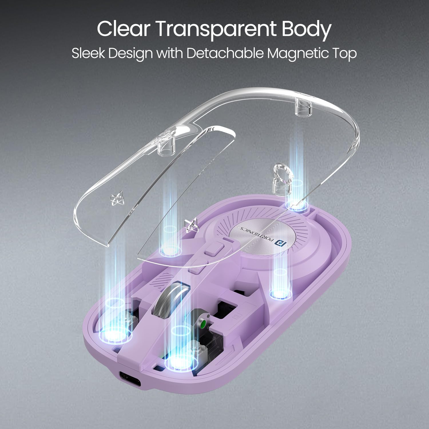 Portronics Toad 8: A sleek, transparent dual-mode Bluetooth mouse that seamlessly switches between devices. Ergonomic design, precise tracking, and long battery life make it perfect for on-the-go use.