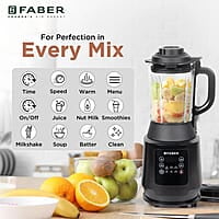 Faber 1800W Digital Power Blender Mixer Grinder 6 Auto Cook Menu Hot Soup Maker 850W Built-in Heater