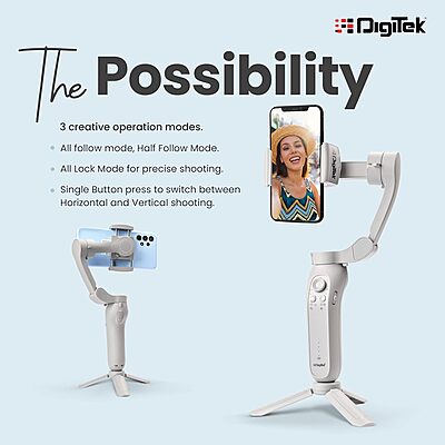 DIGITEK® (DSG-007F) 3-Axis Gray Smartphone Gimbal - Wide Angle Handheld Vlogging Stabilizer DIGITEK® (DSG-007F) 3-Axis Gray Smartphone Gimbal - Wide Angle Handheld Vlogging Stabilizer